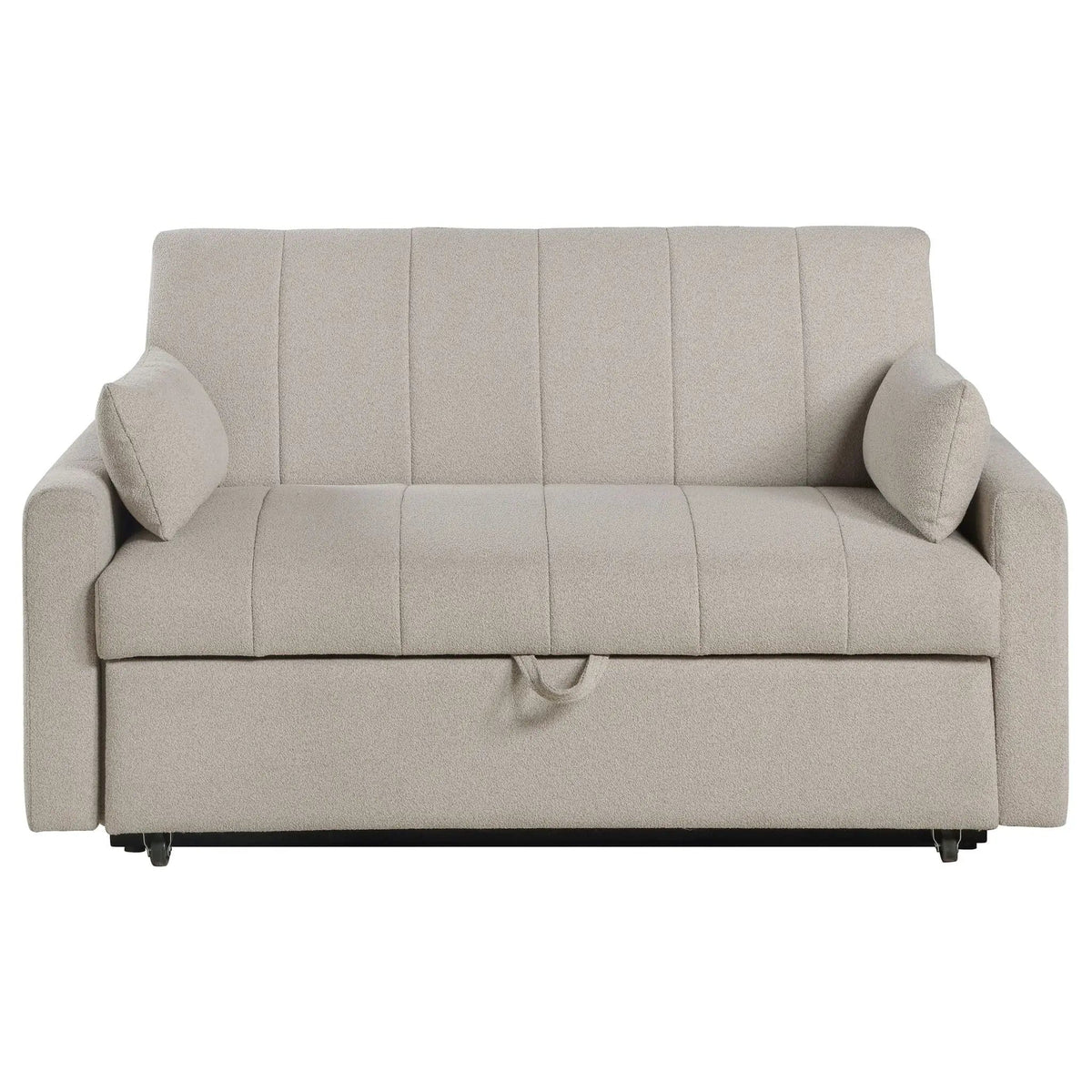 Portland Boucle Upholstered Sleeper Sofa Bed Latte Sleeper Loveseat | 59.75 x 34 x 36.5 in | Boucle | Bedroom
