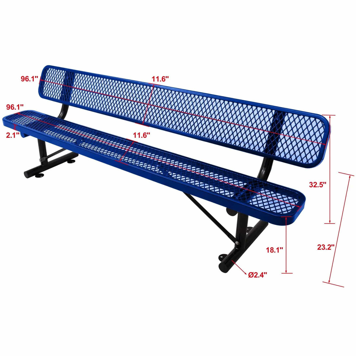 6' Outdoor Steel Bench With Backrest | 5 Pieces | Steel | Outdoor Living