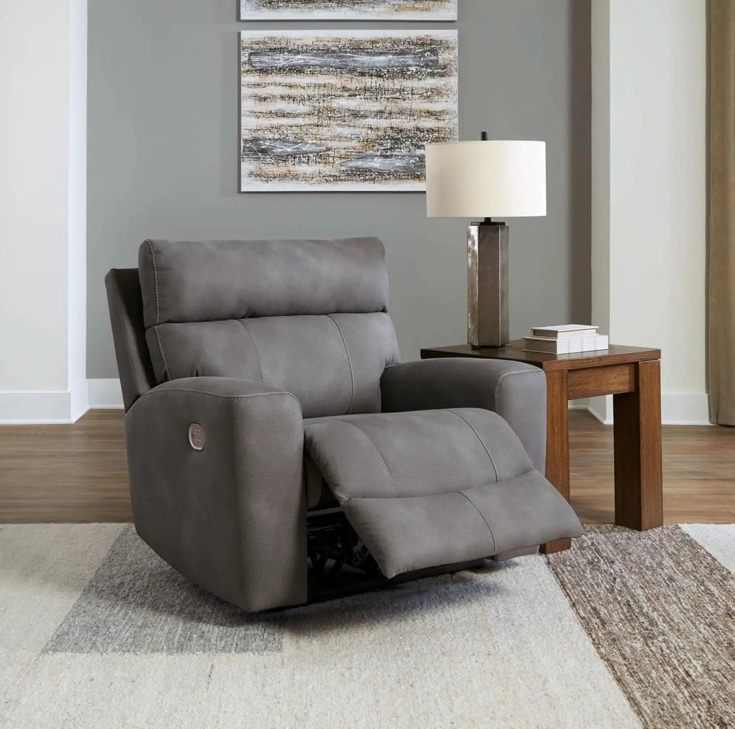 Dark Brown Faux Leather Wall Hugger Power Recliner Headrest from PriceLows™