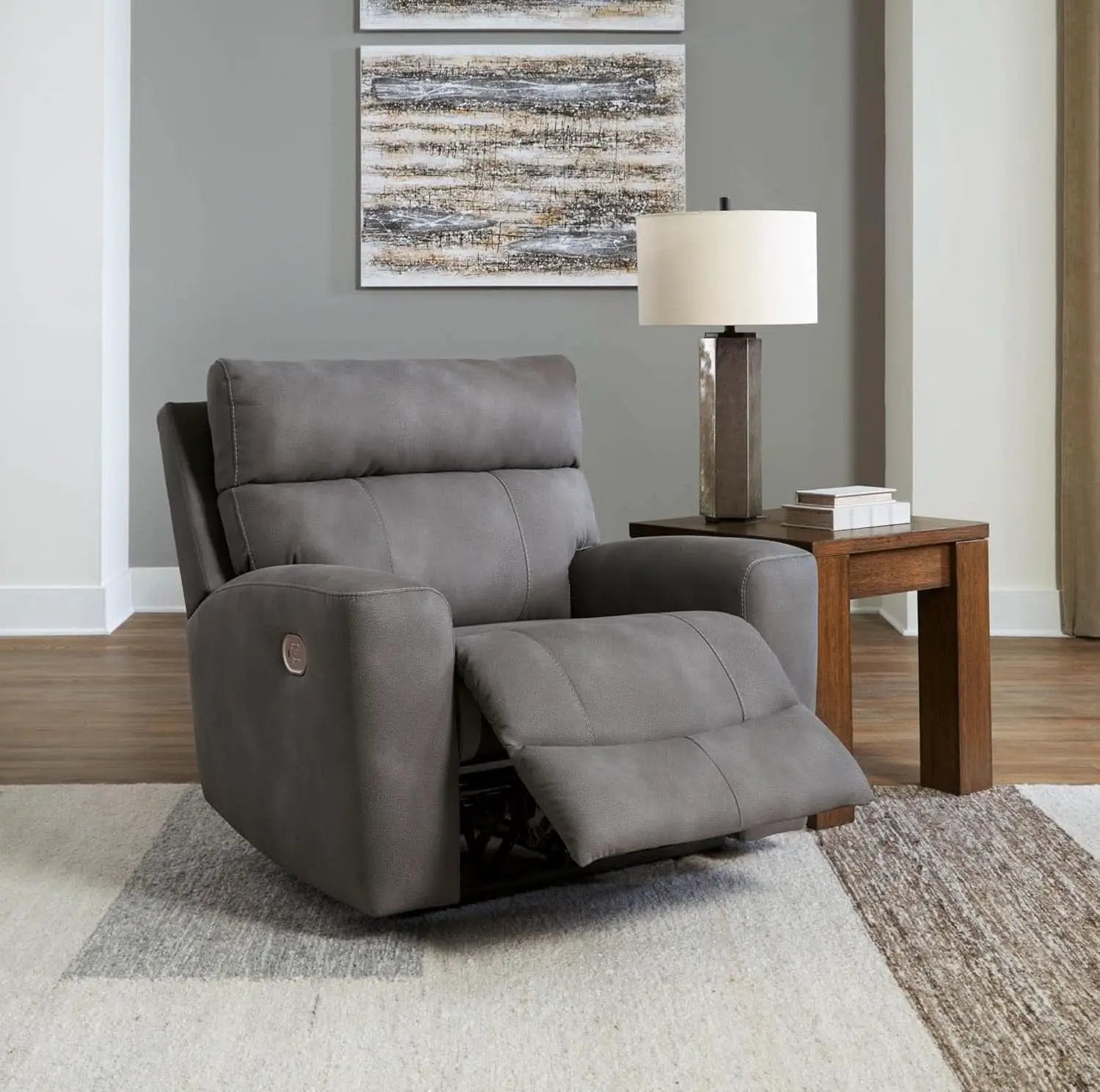 Dark Brown Faux Leather Wall Hugger Power Recliner Headrest from PriceLows™