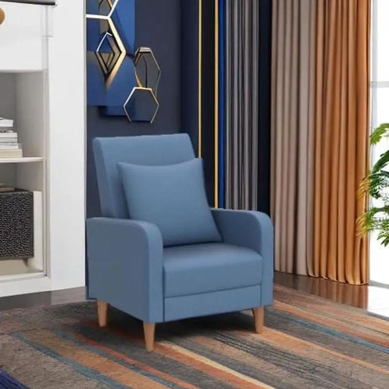 Blue Upholstered Accent Armchair With Back Cushions from PriceLows™