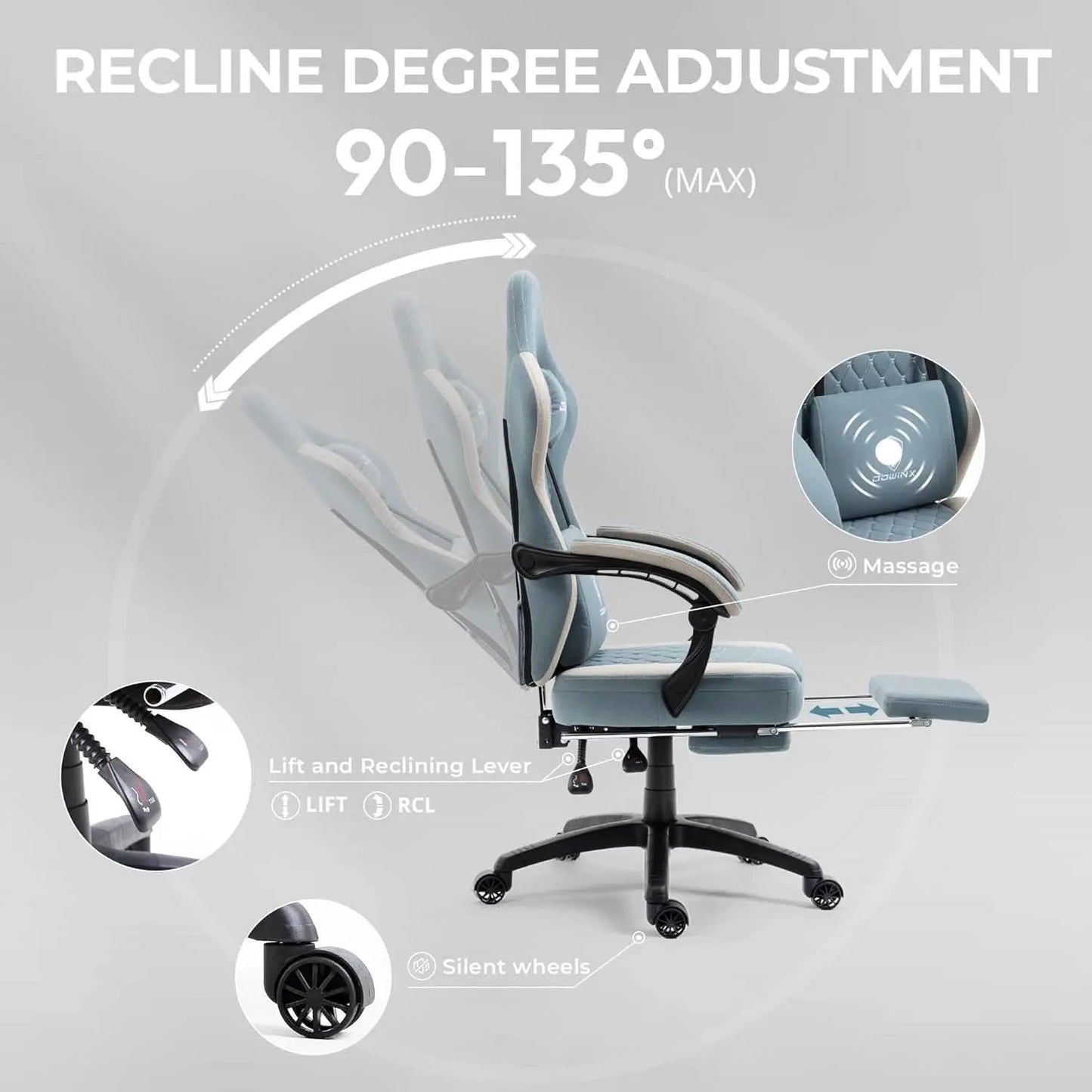 Blue Gaming Chair With Pocket Spring Cushion For Long Gaming Sessions from PriceLows™