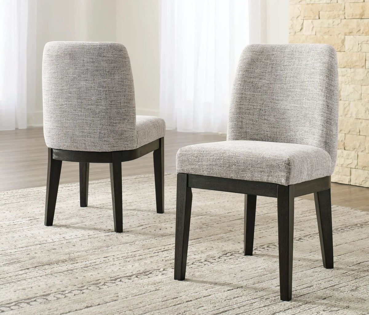 Burkhaus Dining Side Chairs | Set Of 2 | Beige And Dark Brown | Upholstered Seats