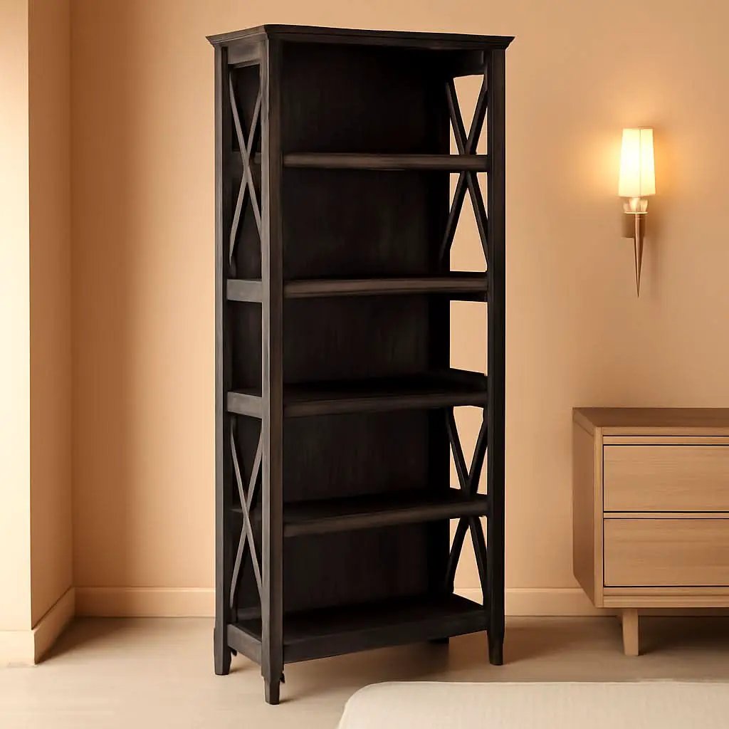 Bush Furniture Tall 5 Shelf Bookcase Dark Gray Hickory from PriceLows™
