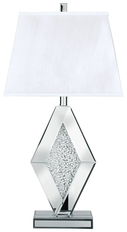 Prunella Mirror Table Lamp | 15.88 x 10.38 x 30.25 in | Glass & Crystal | Silver Finish