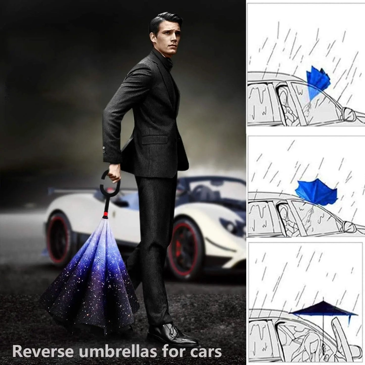 49 To 56 Inch Inverted Umbrella With C Shape Handle from PriceLows™