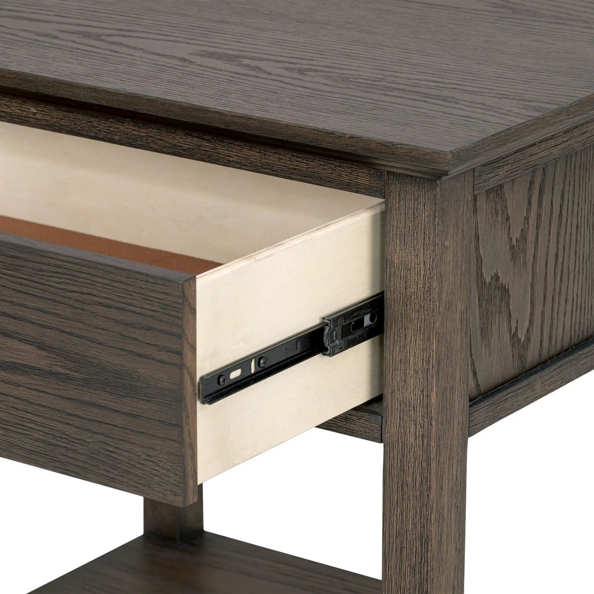 Victoria Bedside Table | Aged Brown Oak Finish | Drawer And Open Shelf | Wire Brush Detail