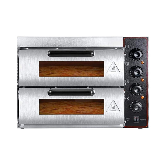16-Inch Commercial Stainless Steel Double Deck 3000W 110V Electric Pizza Oven | 16 Inch | 110 Volt | Pizza Maker & Oven