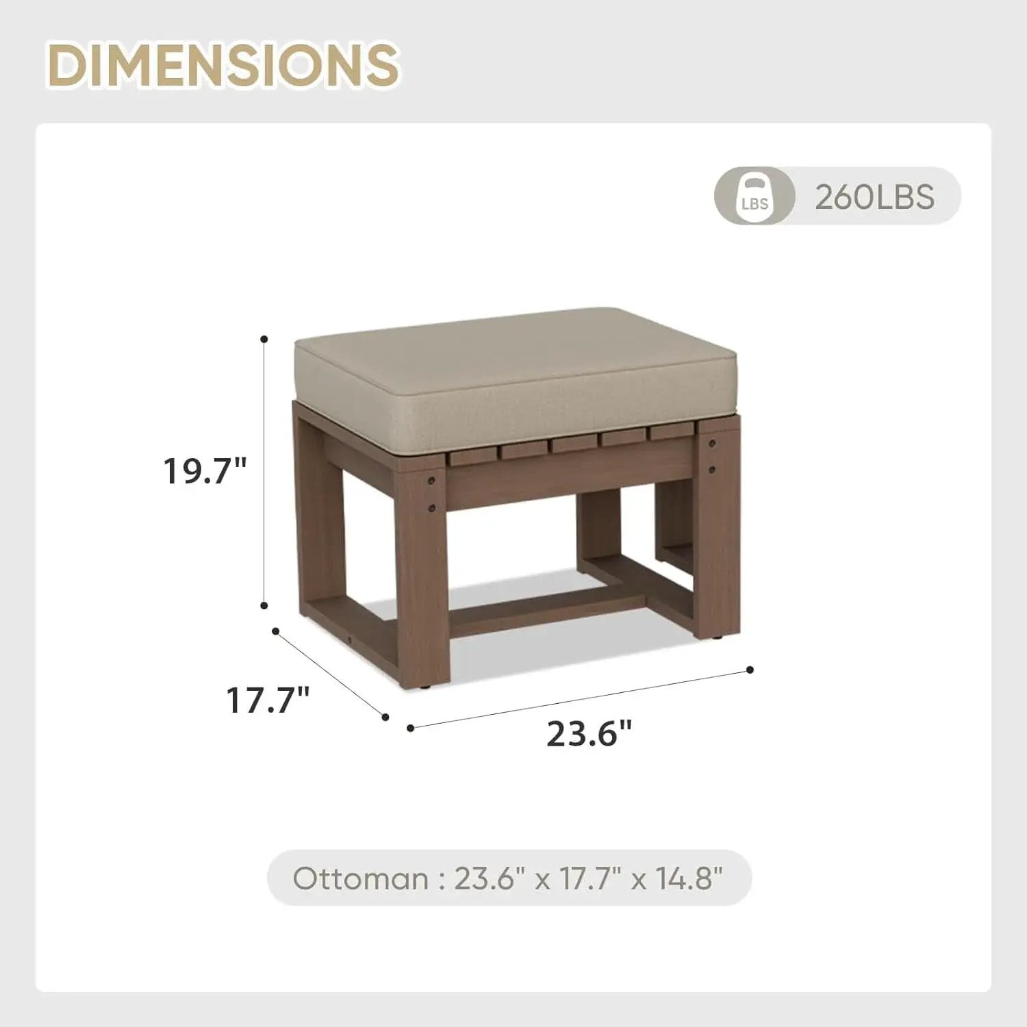 Natural Cedar Outdoor Patio Ottomans Removable Cushions from PriceLows™