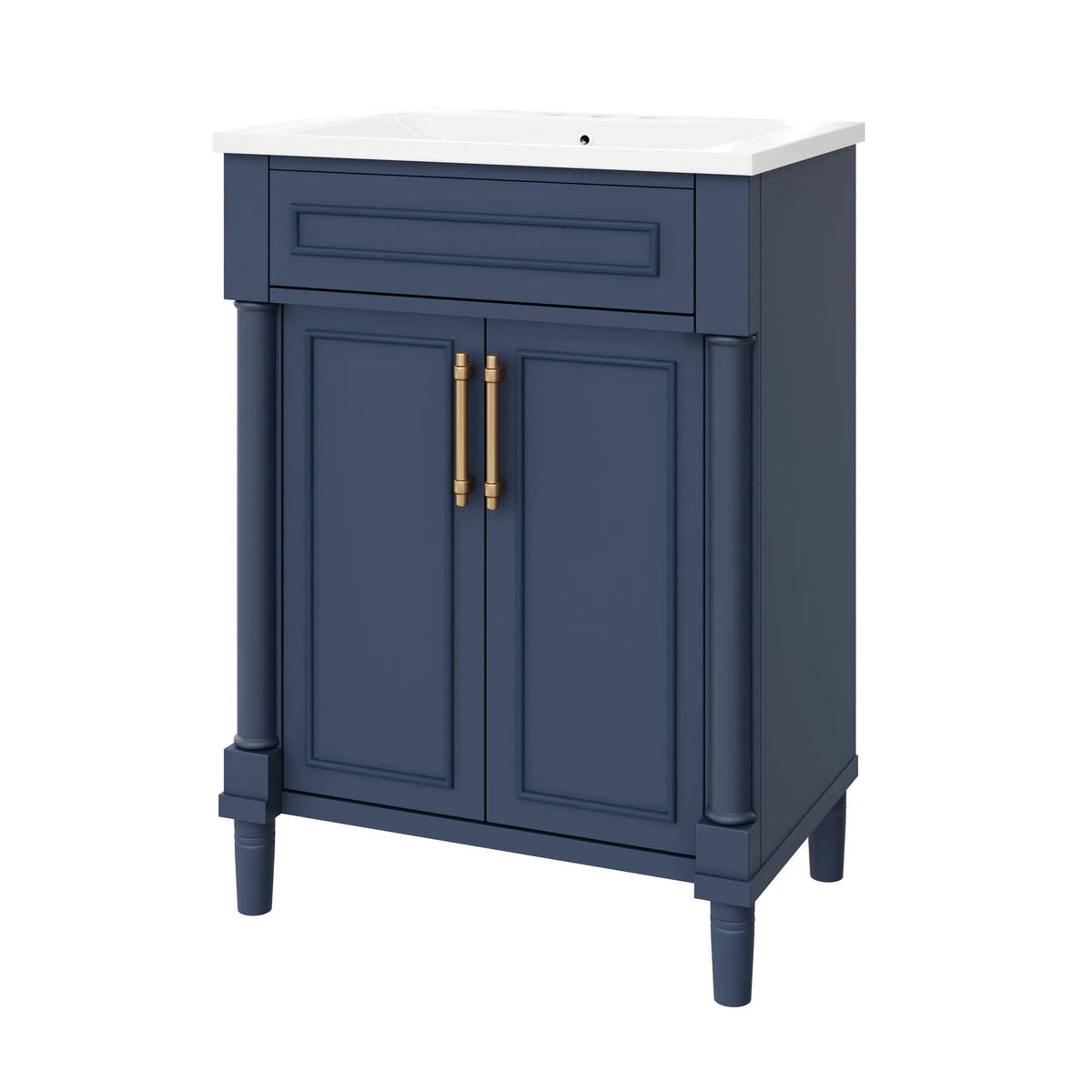 24 Inch Bathroom Vanity | Integrated Sink | 2 Door Cabinet | Small To Medium Bathrooms