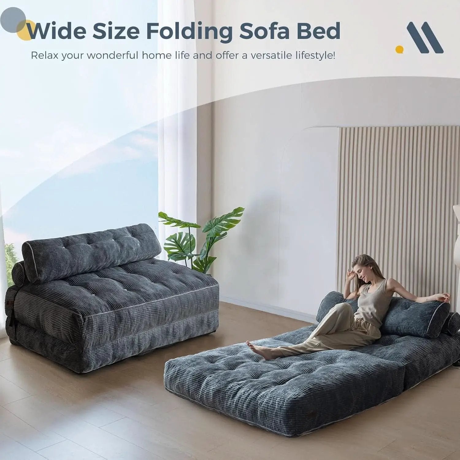Graphite Grey Foldable SofaBed With Lumbar Support from PriceLows™