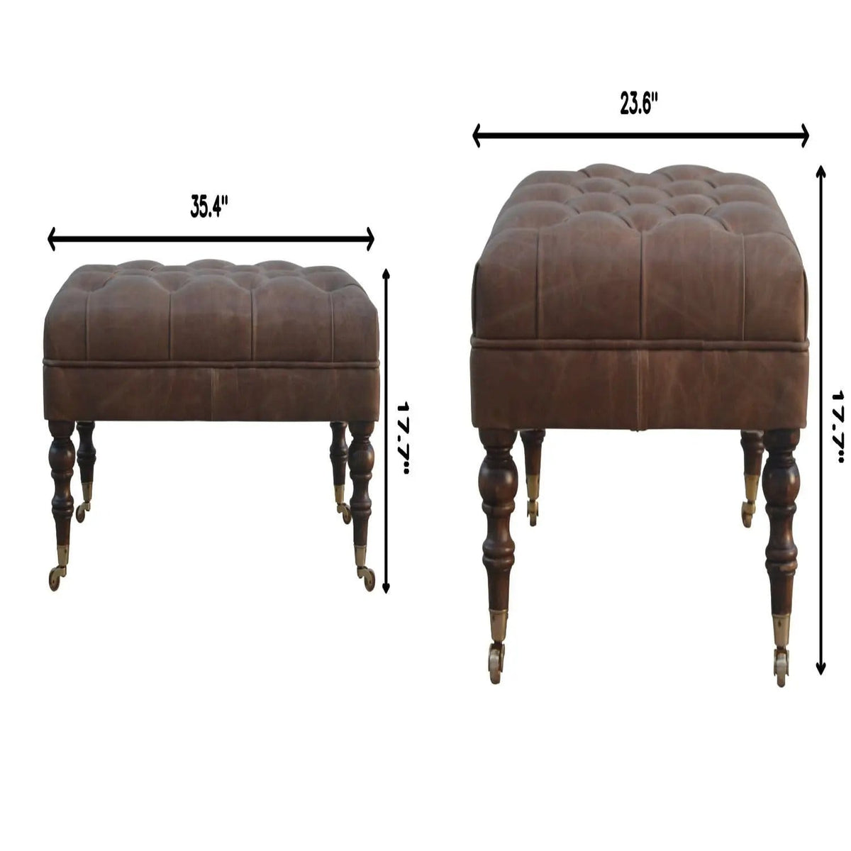 Buffalo Ottoman With Castor Legs | 7 Pieces | Mango Wood | Living Room