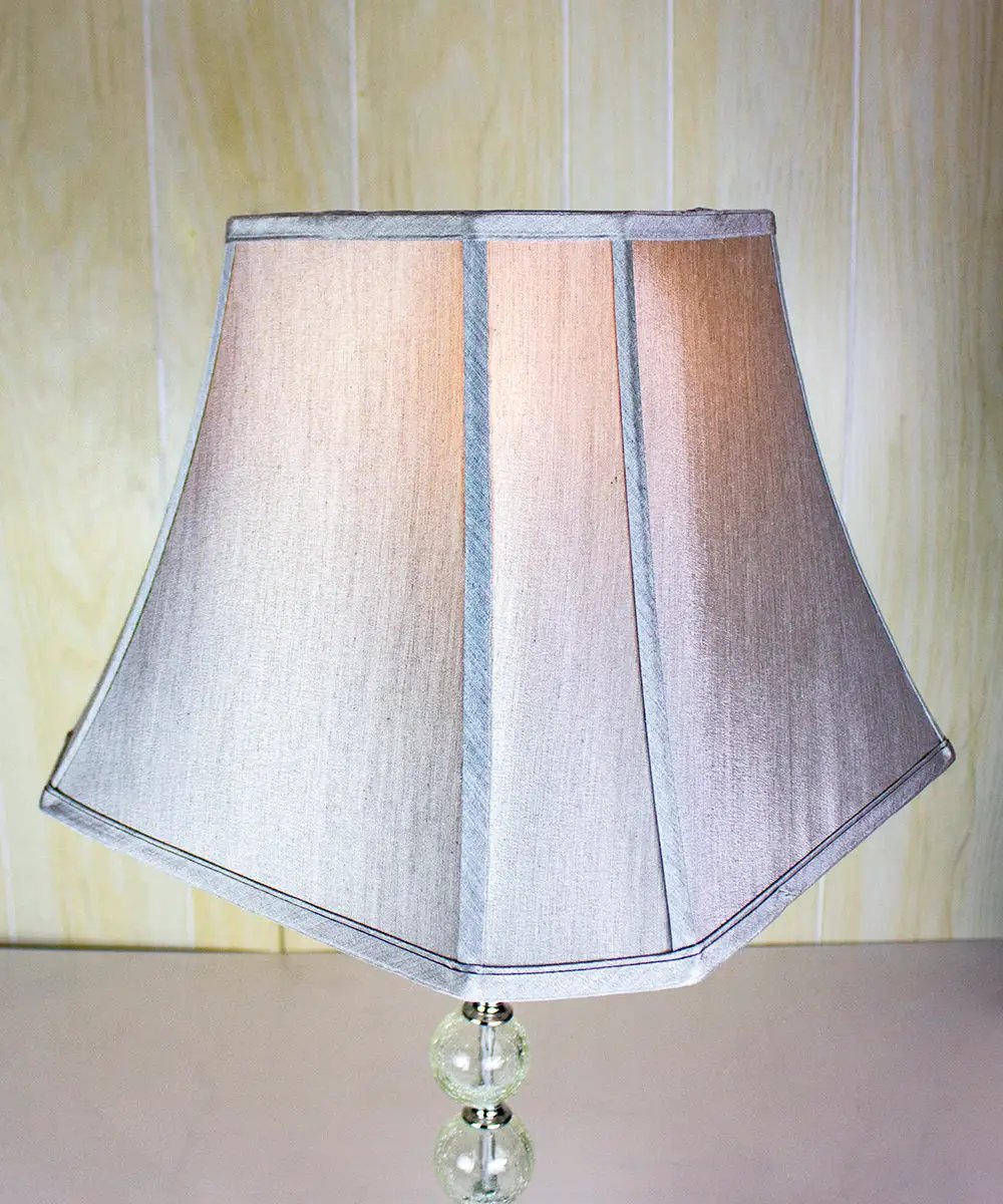 Square Cut Corner Lamp Shade | 16x12 Inch | Premium Shantung | Gray