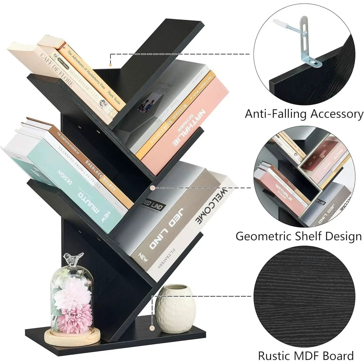 4 Tier Tree Bookshelf Floor Standing Bookcase Home from PriceLows™