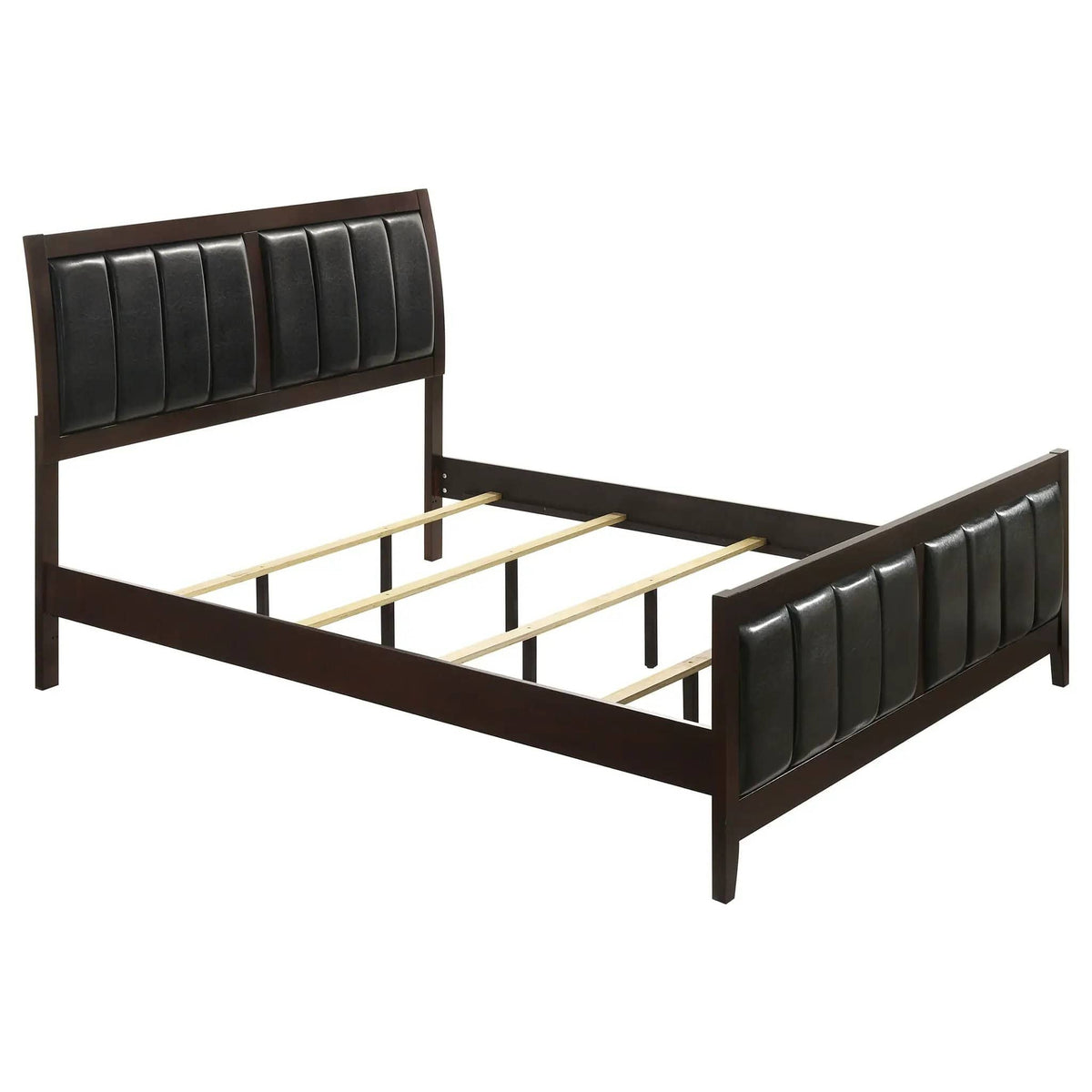 Carlton Wood Eastern King Panel Bed | 79.25 x 86.5 x 50.5 in | Rubberwood & Engineered Wood | Cappuccino