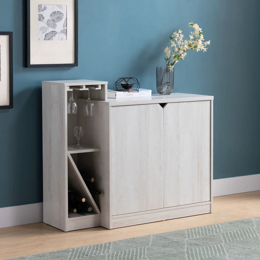 Bar Cabinet | Wine Bottle Storage | Holds 4 Bottles | White Oak