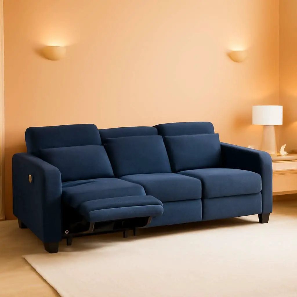 Navy Blue Zero Wall Hugger Power Reclining Sofa USB Ports from PriceLows™
