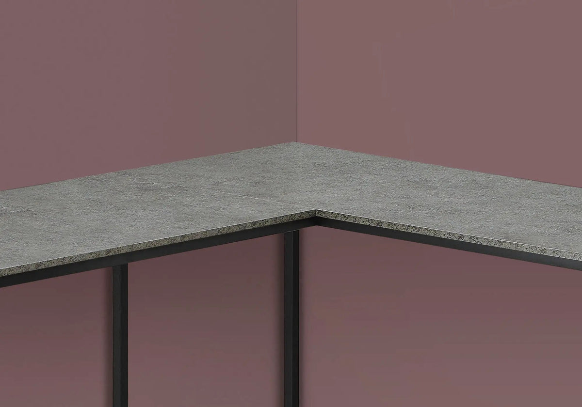 L-Shaped Corner Computer Desk | 58.25 Inch Width | Stone-Look Finish | Sturdy Metal Base