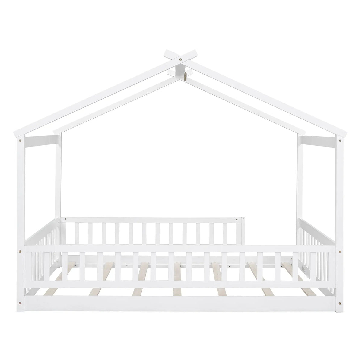 Kids Bed Frame | Playhouse Design | Roof And Fence | Toddler Size