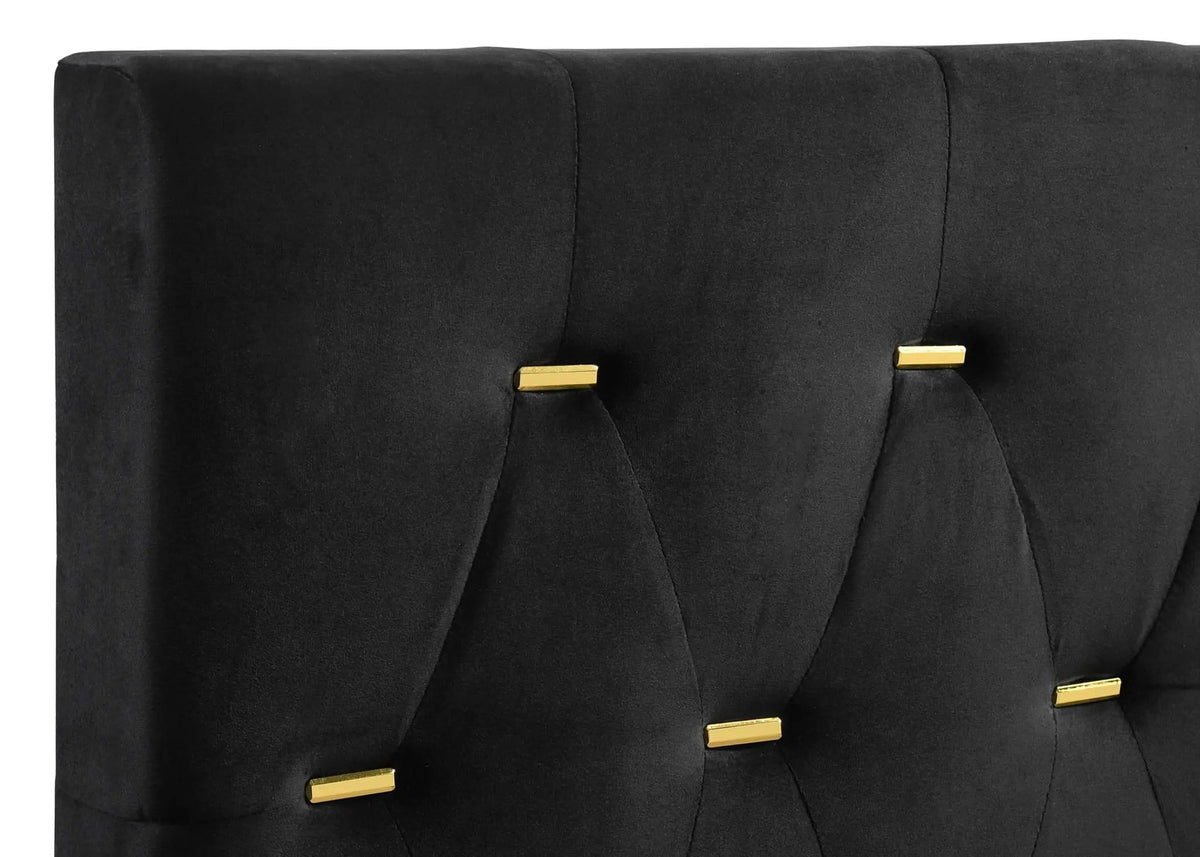 Kendall Upholstered Queen Panel Bed | 64.25 x 87 x 49.25 in | Velvet | Black