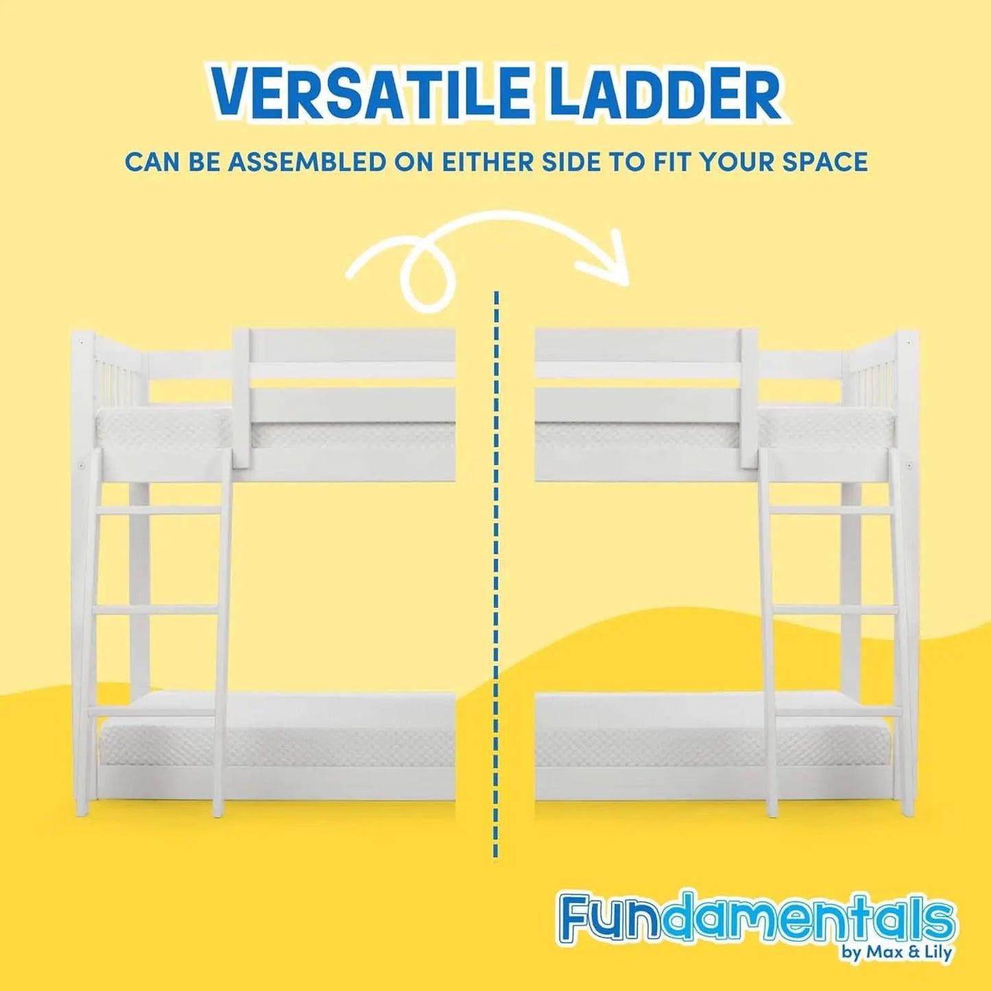 White Twin Low Bunk Bed Solid Wood Frame For Kids Safe from PriceLows™