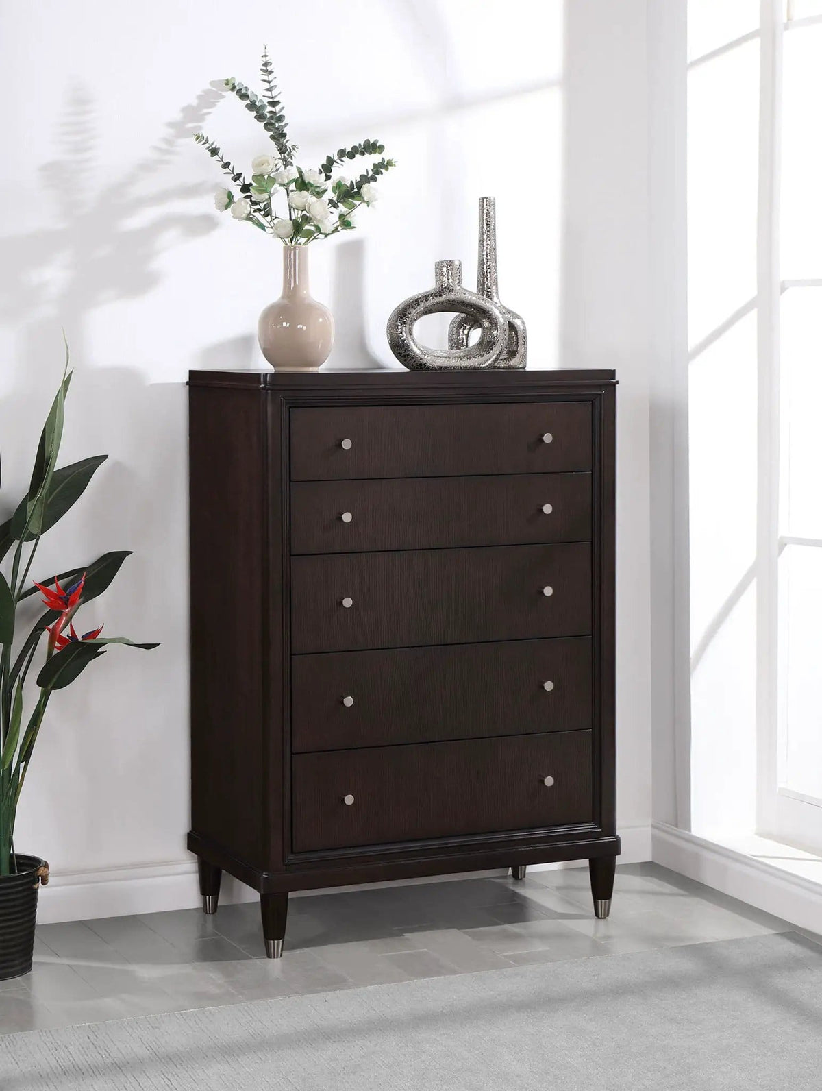 Emberlyn 5-drawer Bedroom Chest | 36 x 20 x 52.25 in | Cedar | Brown