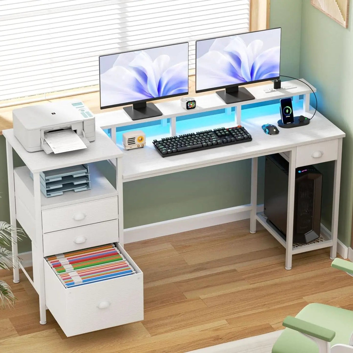White 60 Inch Computer Desk For Home Office Modern from PriceLows™