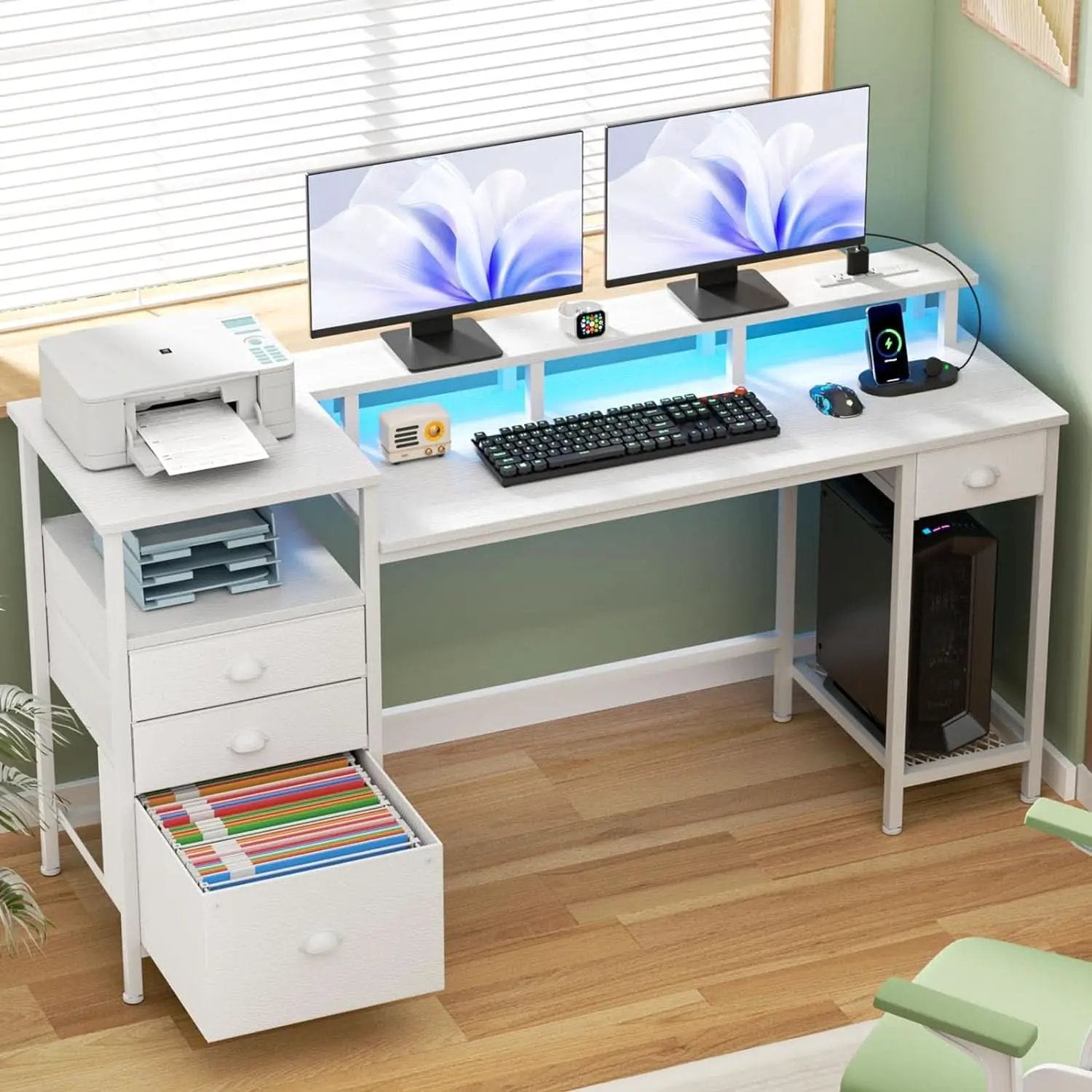 White 60 Inch Computer Desk For Home Office Modern from PriceLows™