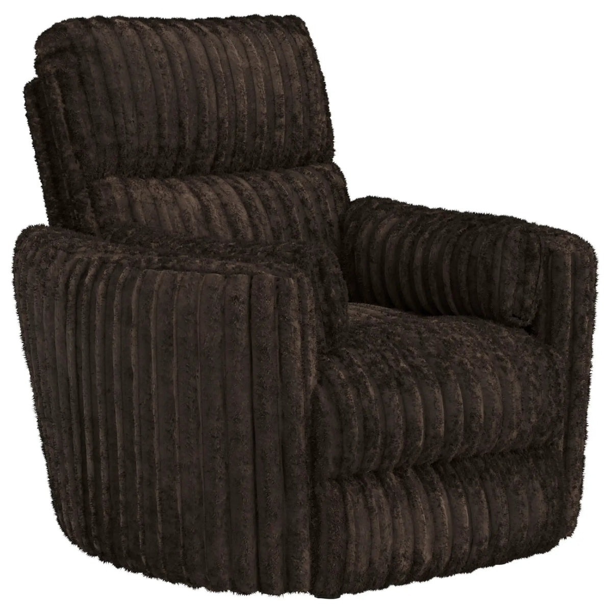 Daydream Swivel Glider Recliner | Unique Shape | Comfort Bolsters | Faux Fur