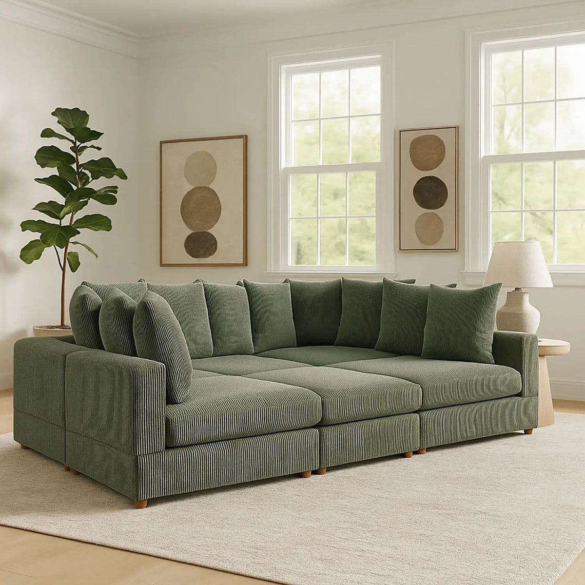 Haven 6 Piece Modular Sectional | 6-Piece Set | Engineered Wood & Fabric | Living Room