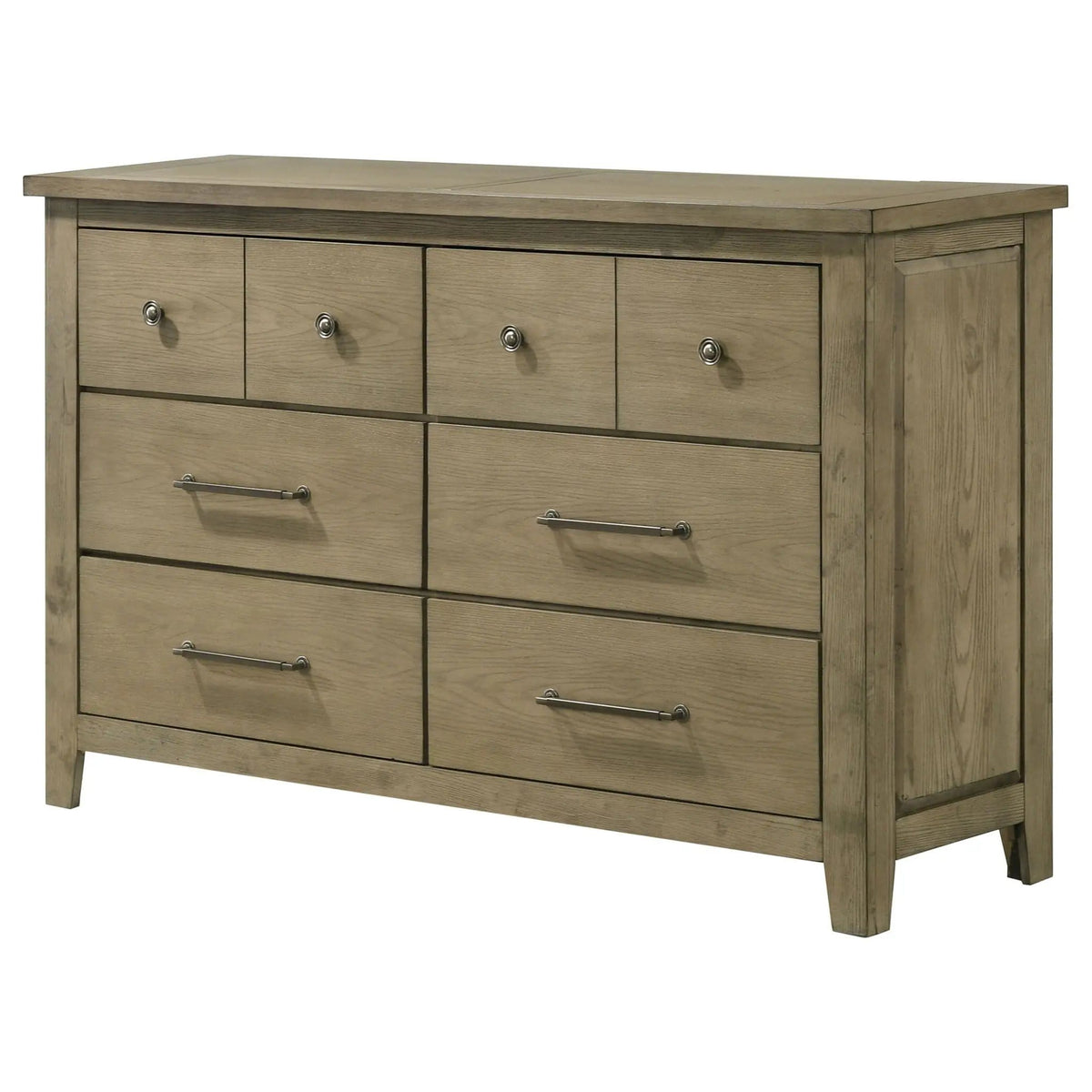 Hazlewood 6-drawer Bedroom Dresser Cabinet Vineyard | 61 x 17.25 x 37.75 in | Rubberwood & Engineered Wood | Oak