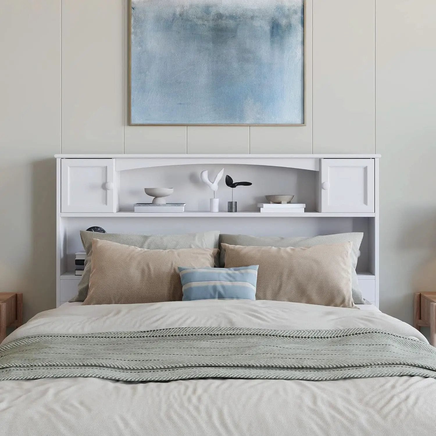 Newport Full Size Bookcase Headboard With Charger White from PriceLows™