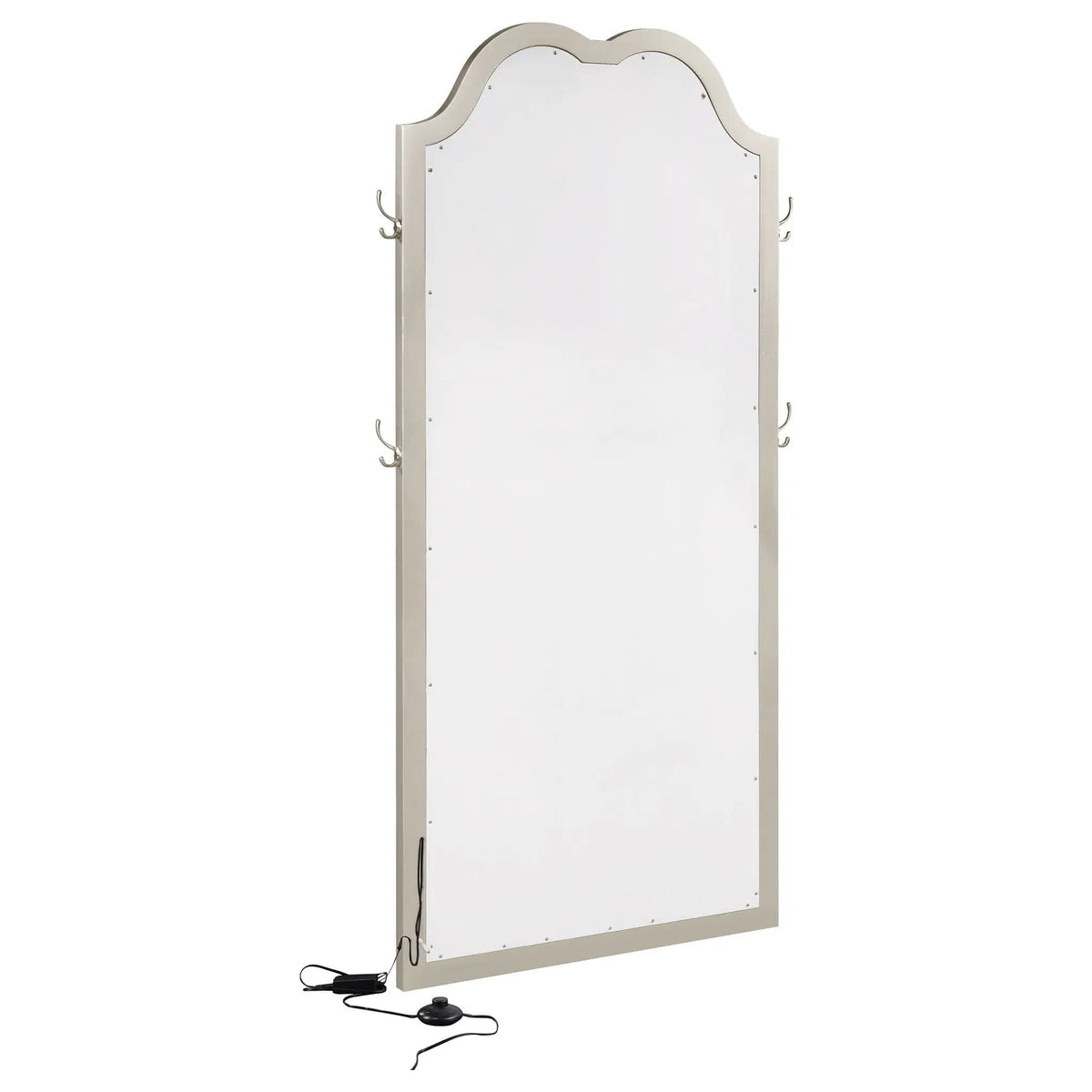 Evangeline Full Length LED Light Floor Mirror Silver | 35.75 x 2 x 80 in | Glass | Oak
