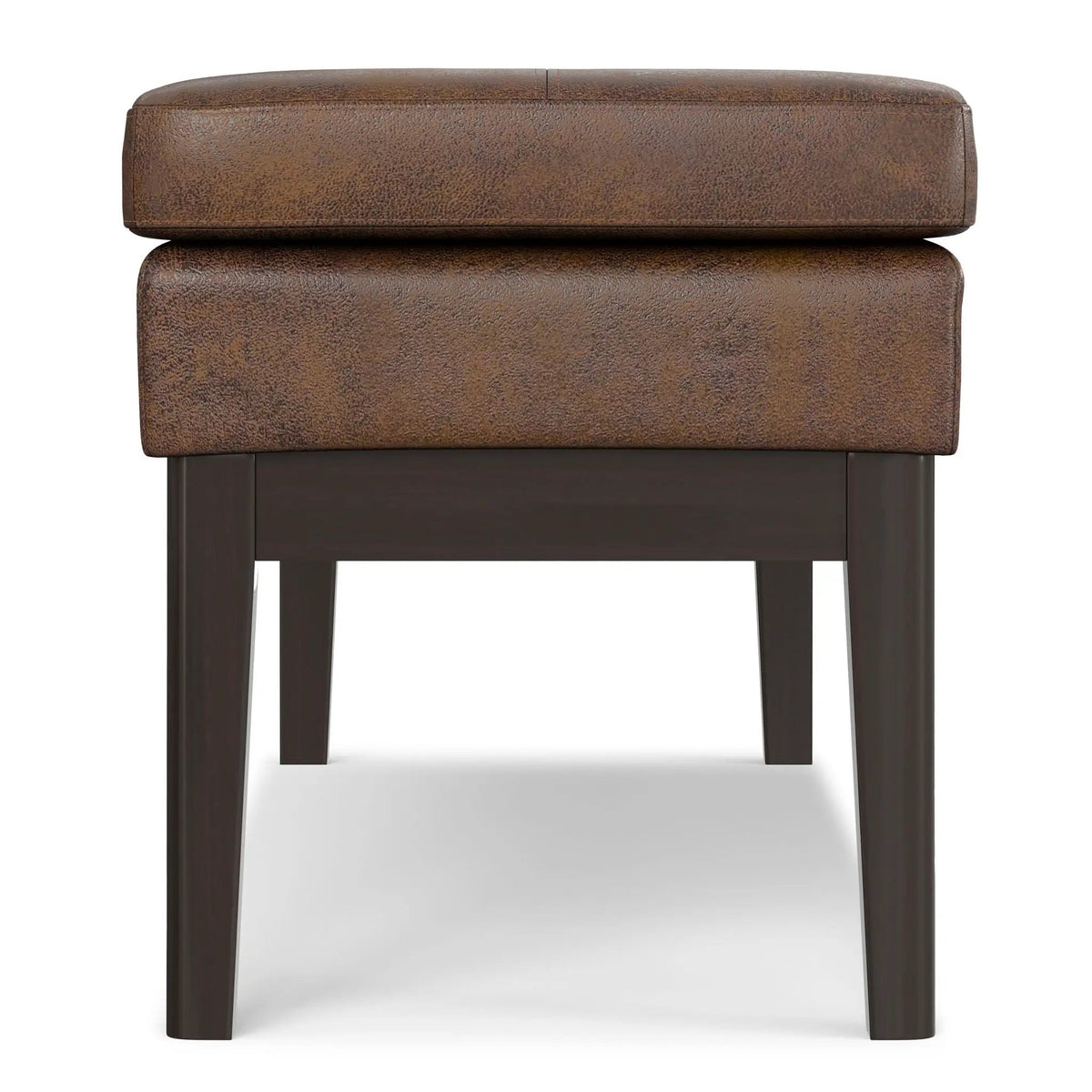 Carlson Ottoman Bench | Mid-Century Design | Top Stitching Detail | Webbed Seat Support