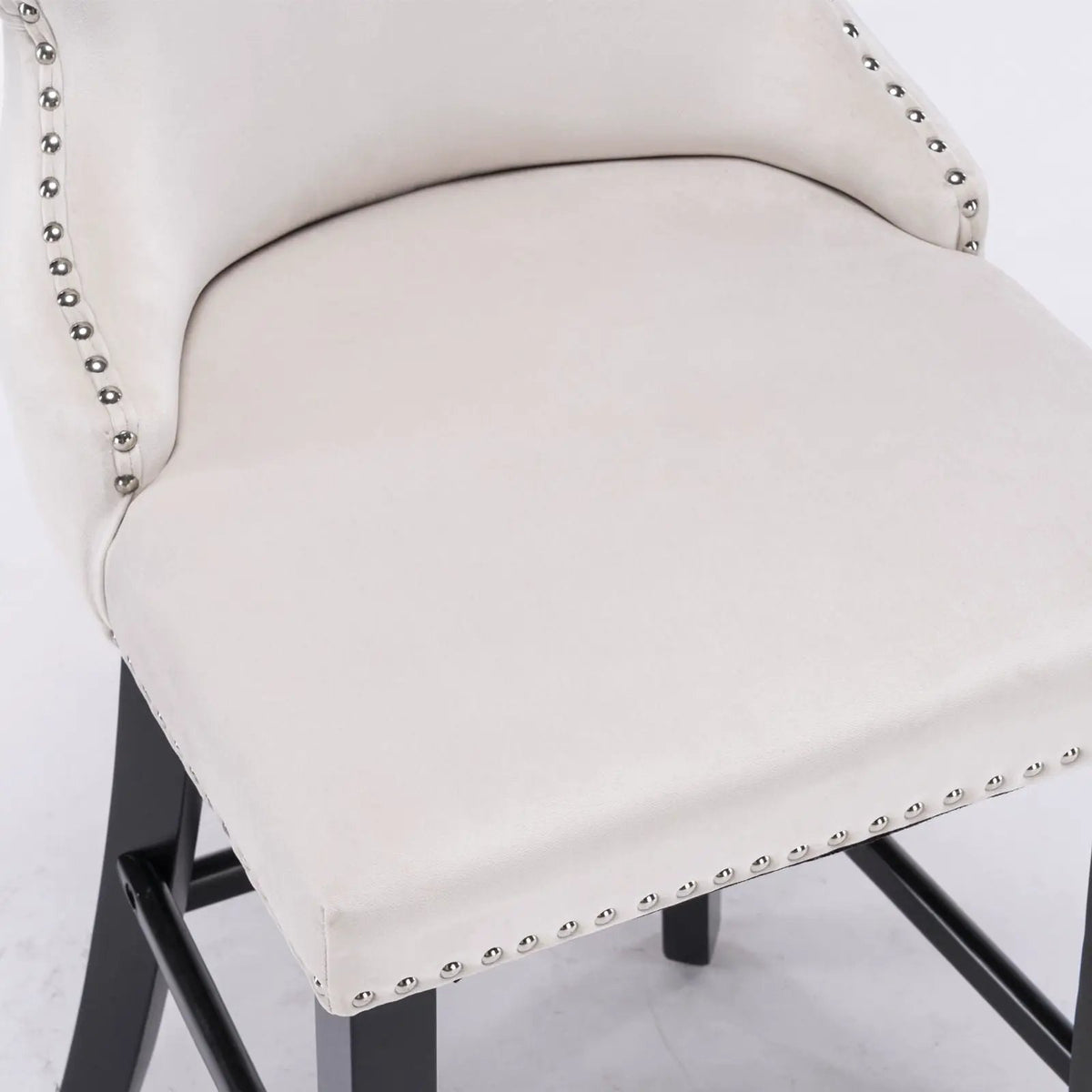 Wing-Back Barstools | Button Tufted Decoration | Wooden Legs With Nailhead Trim | Contemporary Upholstery