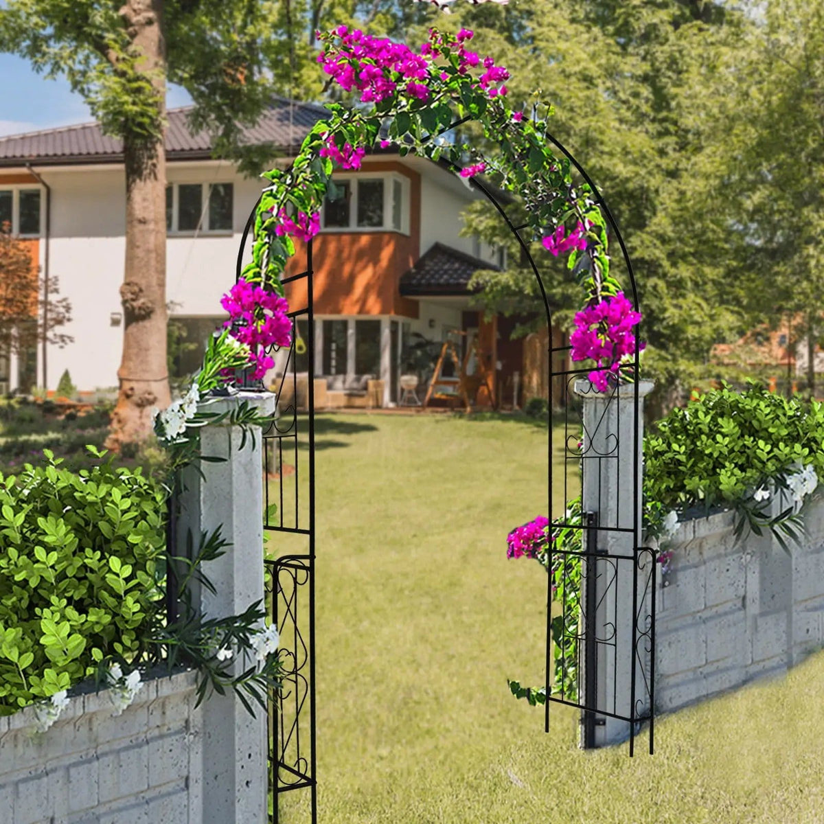 Metal Garden Arch Garden Arbor Trellis Climbing Plants Support Rose Arch Outdoor | 2 Pieces | Metal | Outdoor Living