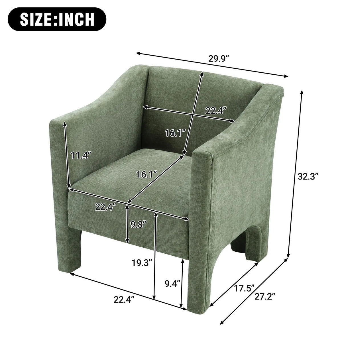 Barrel Accent Chair | Enclosed Wraparound Arms | Pill-Resistant Fabric | Ergonomic Support