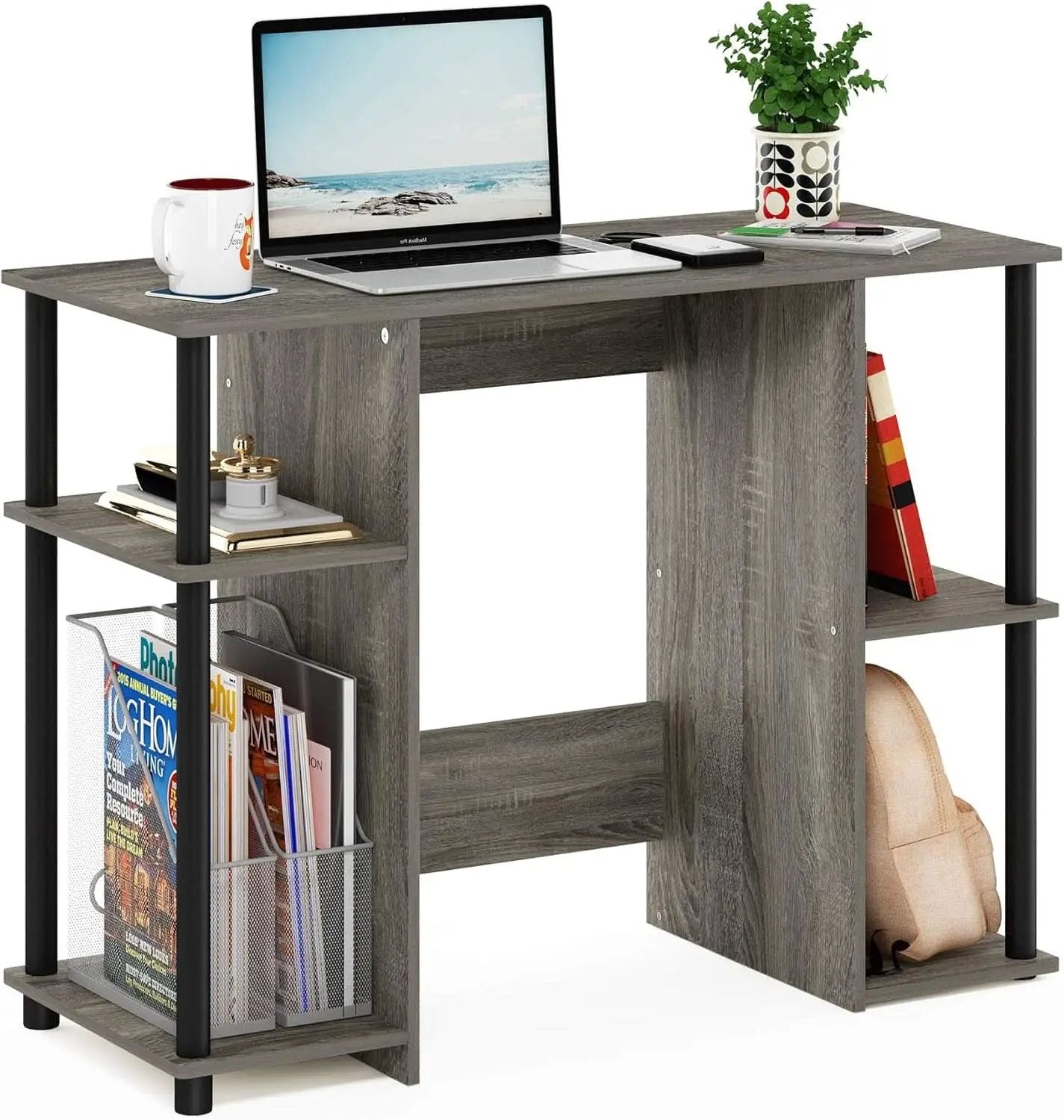 Jaya Computer Study Desk With Open Storage Grey Black from PriceLows™