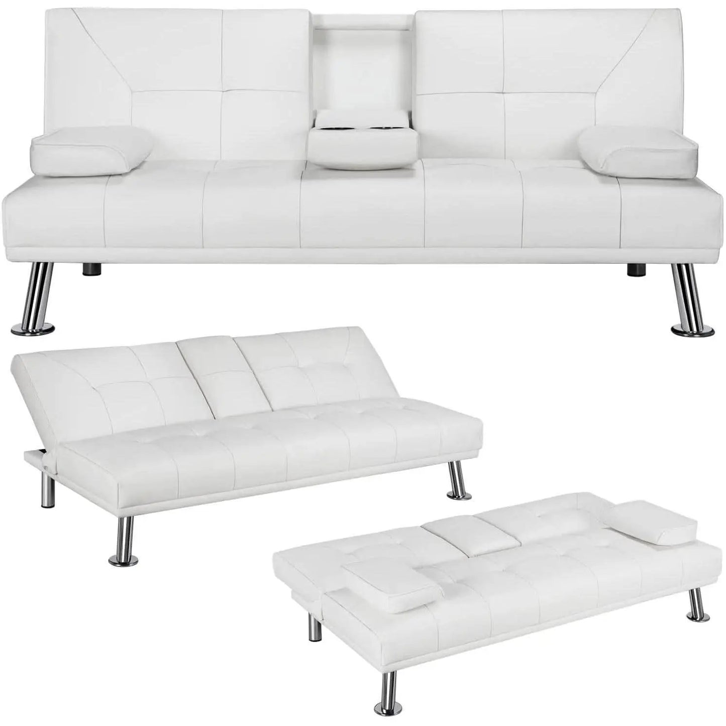 Convertible Sofa Bed With Cup Holders And Adjustable Back from PriceLows™