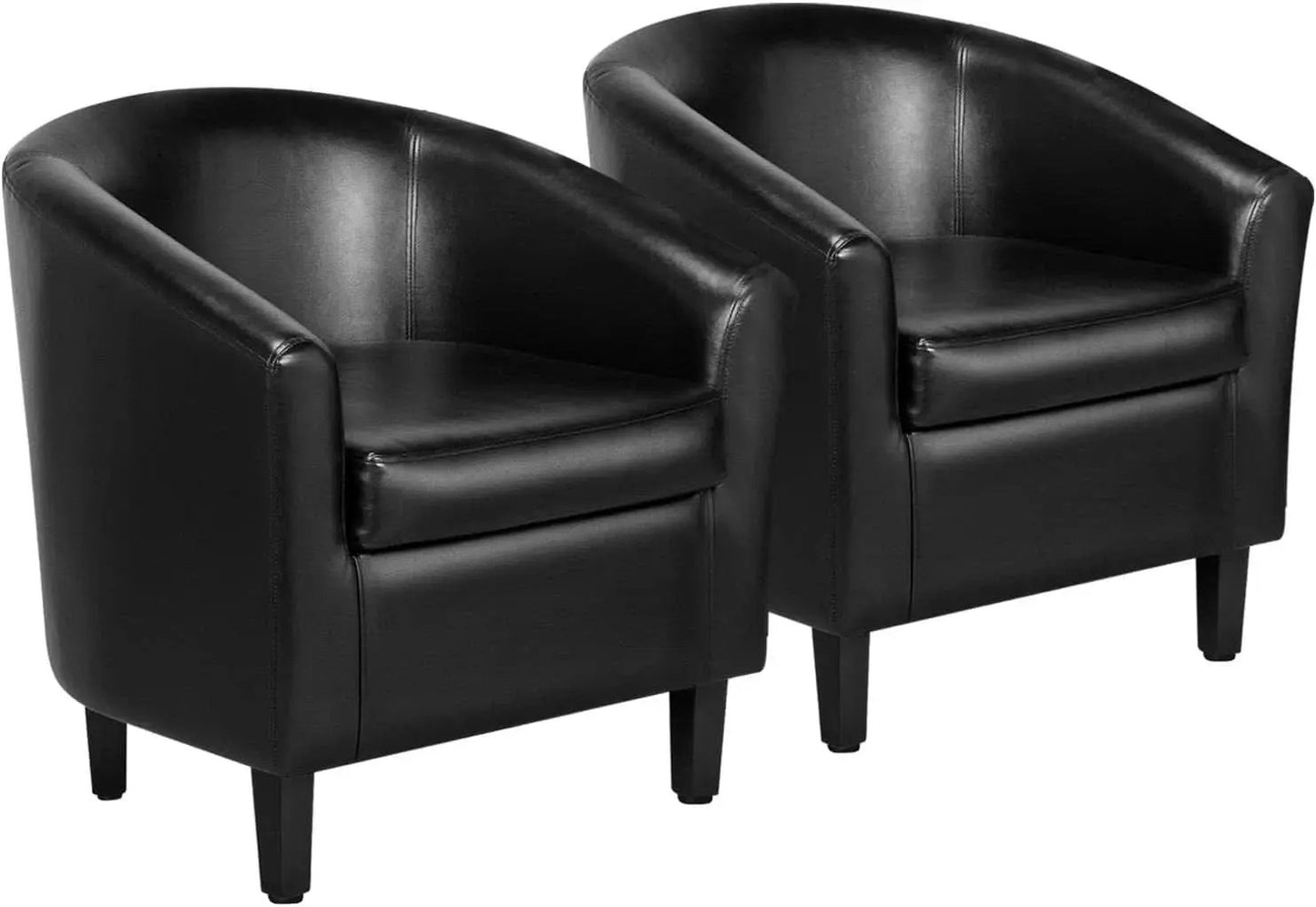 Black Synthetic Leather Barrel Armchairs With Cushions from PriceLows™