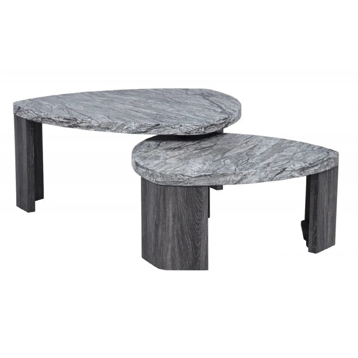 Triangle Nesting Coffee Table Set | Faux Marble | Gray | Set Of 2