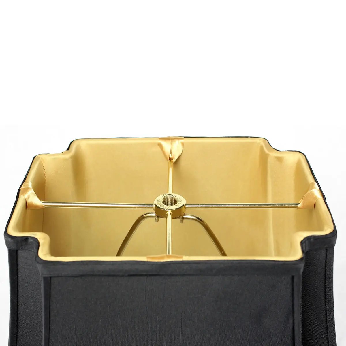 Lampshade | Shantung Fabric | Black With Gold Lining | 16 By 13 Inch