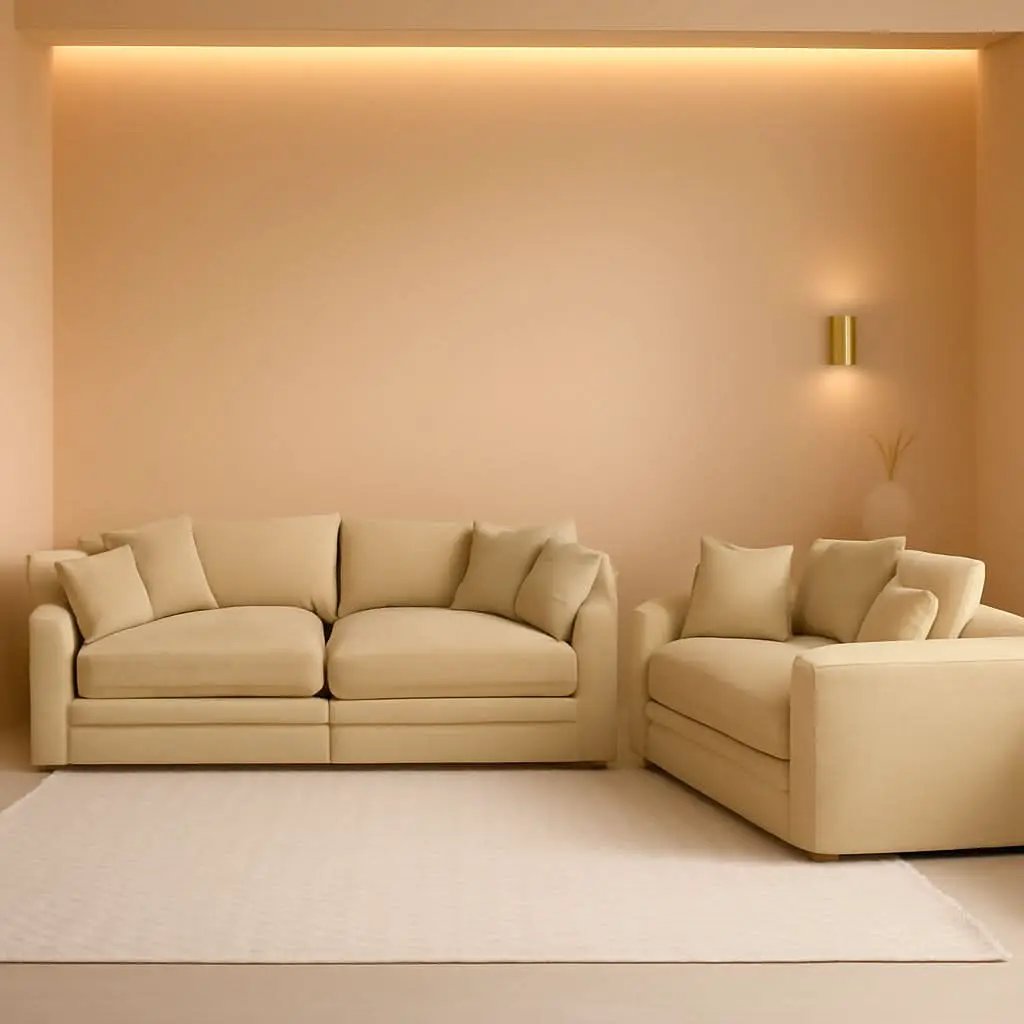 Oversized 2 Piece Sofa Set Camel 3 Seater And Loveseat from PriceLows™