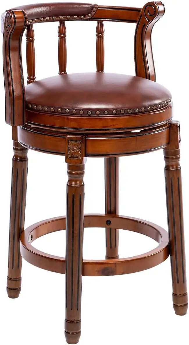 Swivel Bar Stool | Cow Top Upholstery | 360 Degree Swivel | Bar Height Chair With Back