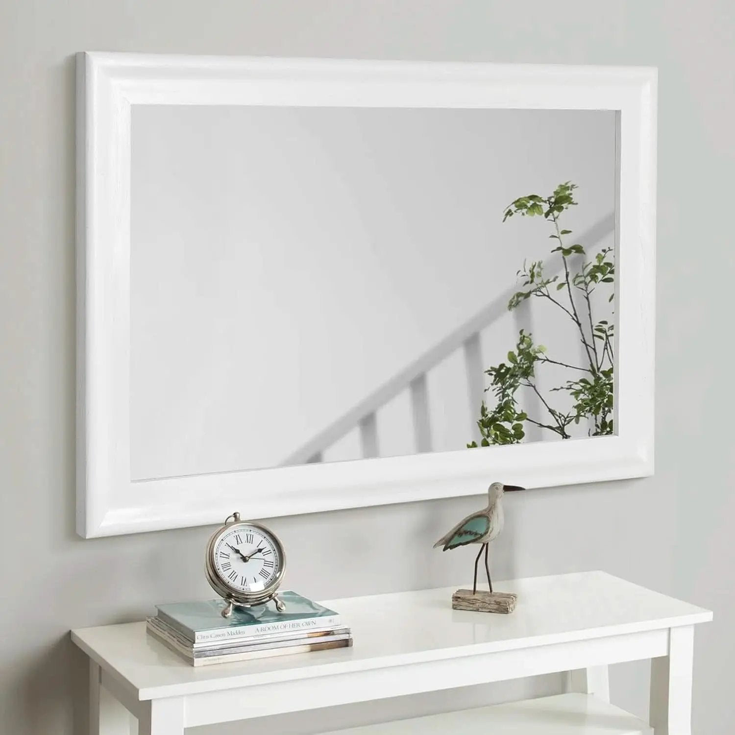 White Wood Wall Mirror 30 X 40 Inch Rectangle Rustic Vanity Mirror from PriceLows™