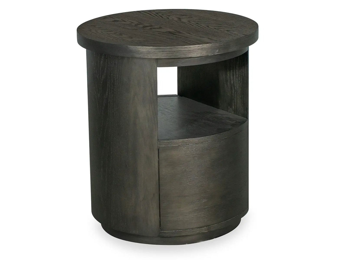 Bosley Round End Table | Coffee Bean Finish | Oak Veneer And Bentwood | 22 Inch Diameter