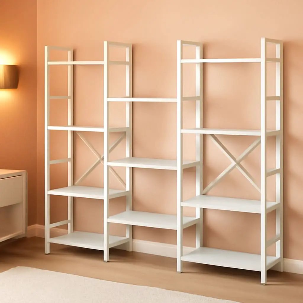 White 11 Shelf Open Display Bookcase For Home Office from PriceLows™