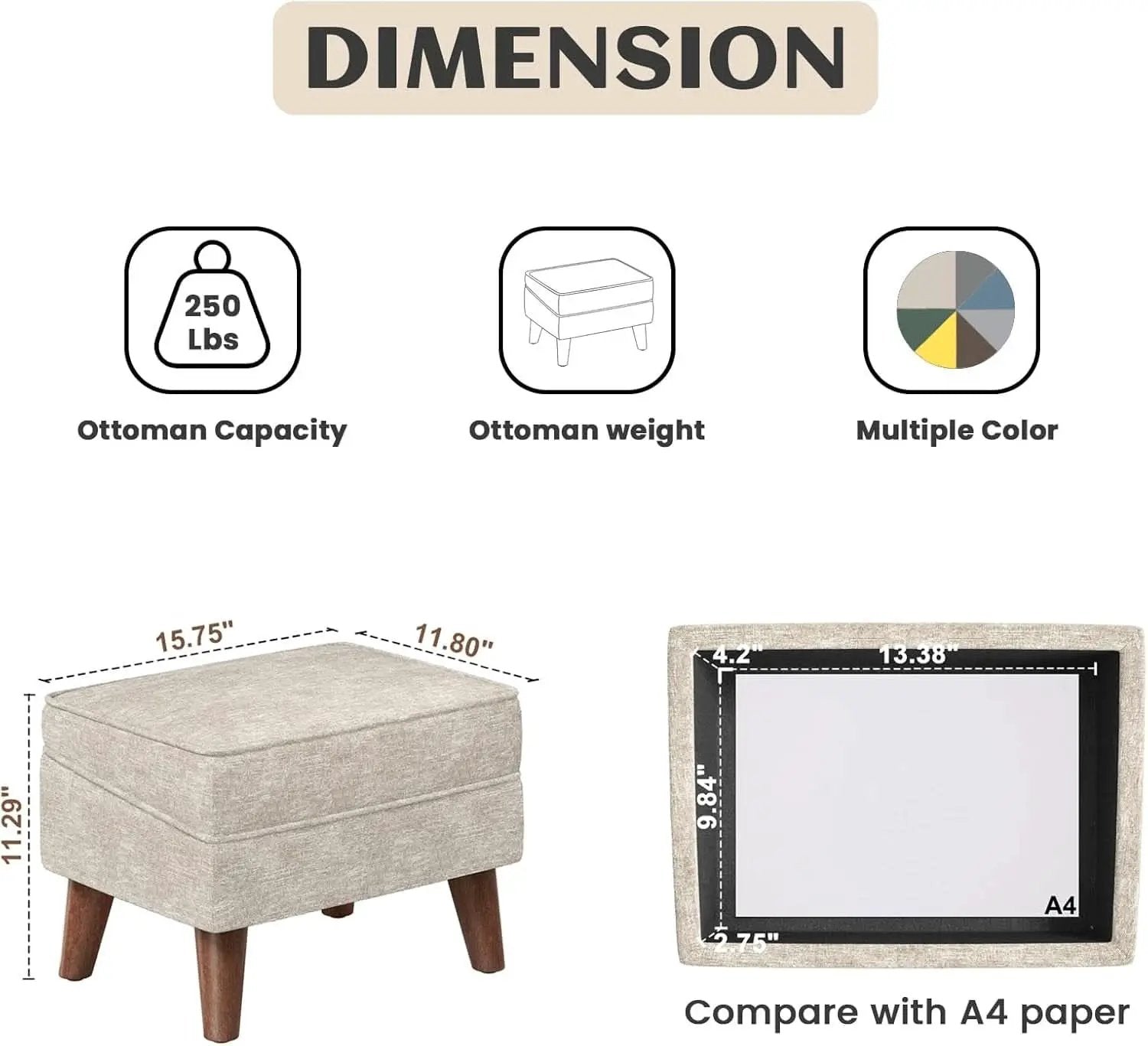 Beige Upholstered Storage Ottoman With Removable Lid from PriceLows™