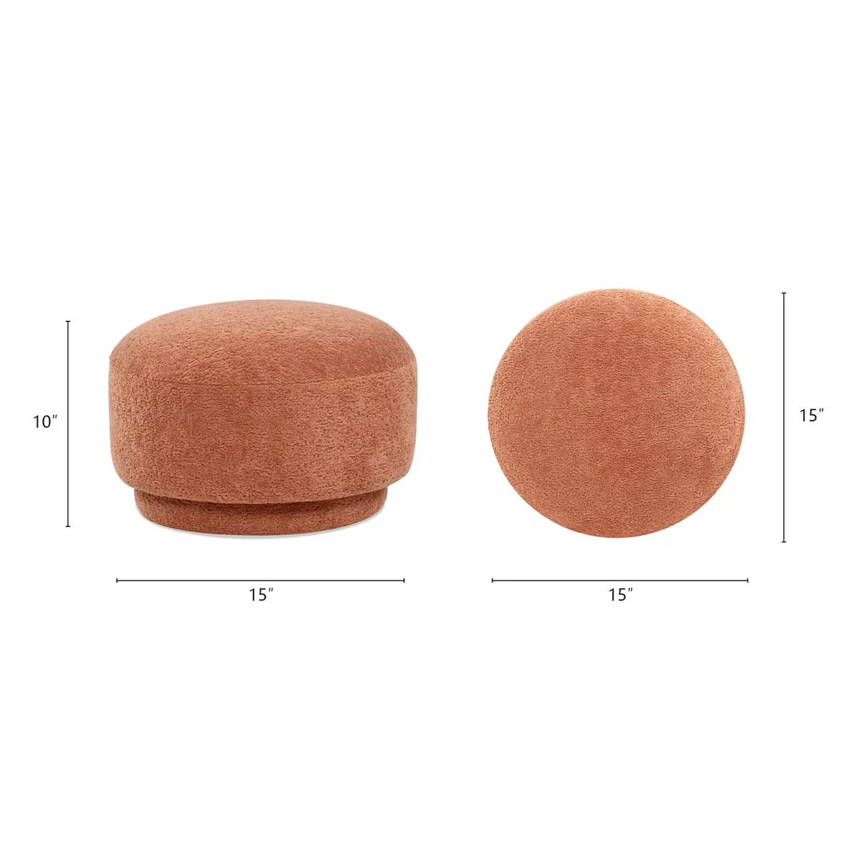 Fuji Mushroom Footstool Ottoman | Faux Shearling Upholstery | 15 Inch Diameter | Compact Size