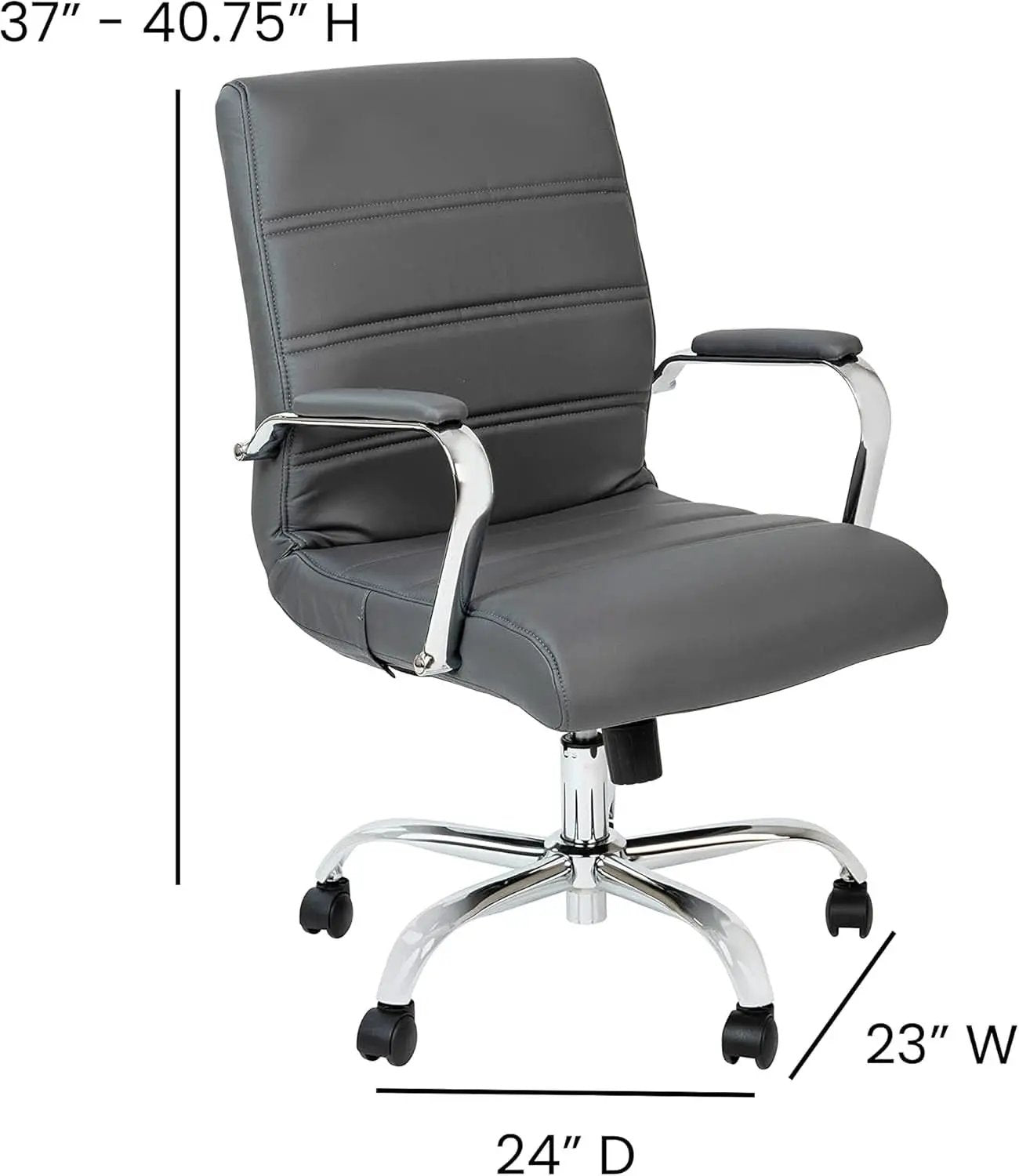Gray LeatherSoft Office Chair With Swivel Adjustable Height from PriceLows™